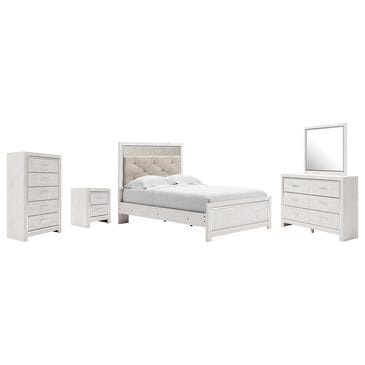 Ashley Altyra 5 Piece Full Panel Bedroom Set in White with LED Headboard, , large