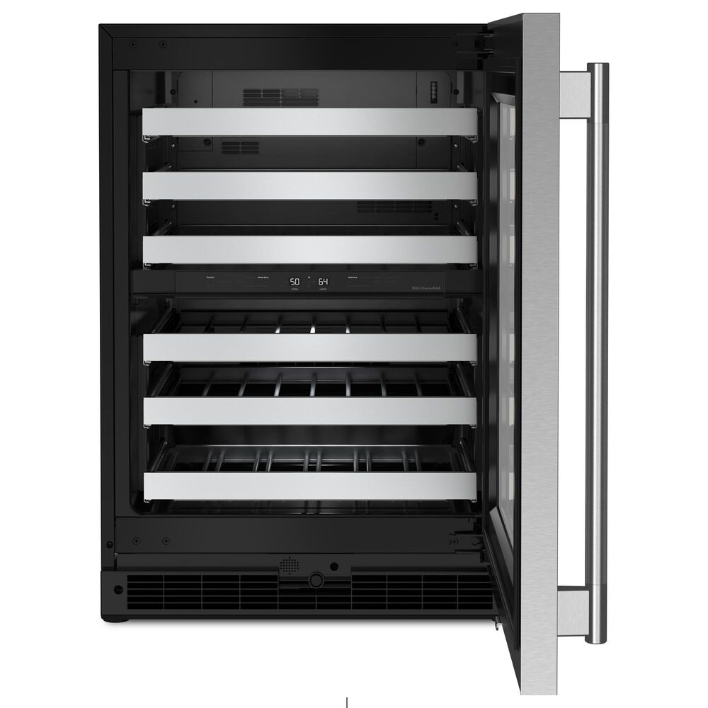 KitchenAid 24&quot; Undercounter Wine Cellar with Metal Front Racks in Black and Stainless Steel, , large