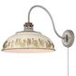 Golden Lighting Kinsley 1-Light Wall Sconce with Antique Ivory Shade in Aged Galvanized Steel, , large