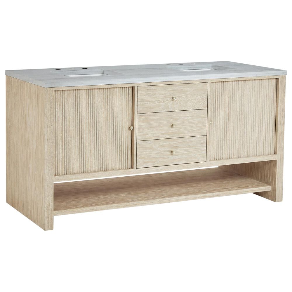 James Martin Vanities Marigot Single 72" Double Vanity in Sun-washed Oak with 3 cm Arctic Fall Solid Surface Top, , large