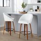 LumiSource Matisse 26" Swivel Counter Stool with White Faux Leather Upholstery in Walnut and Black (Set of 2), , large