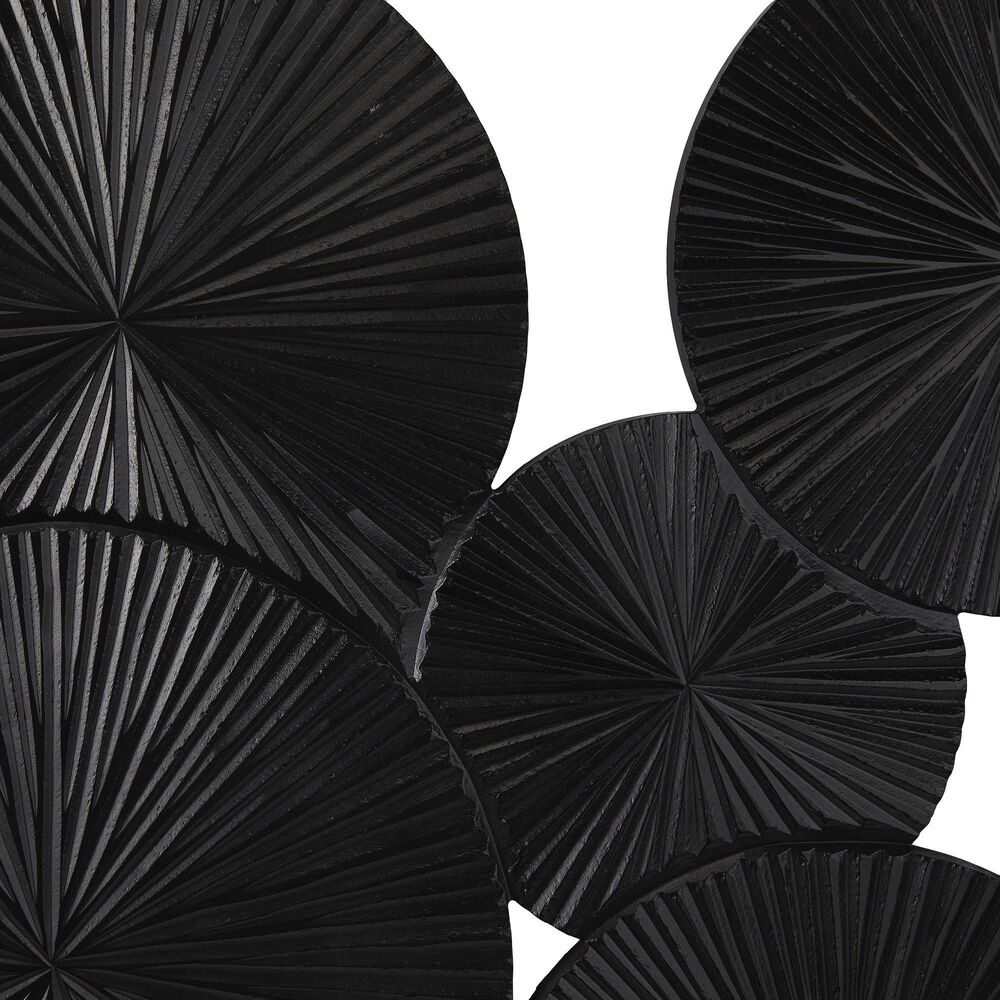 Maple and Jade 39&quot; x 53&quot; Plate Carved Pinwheel Home Wall Decor in Black, , large
