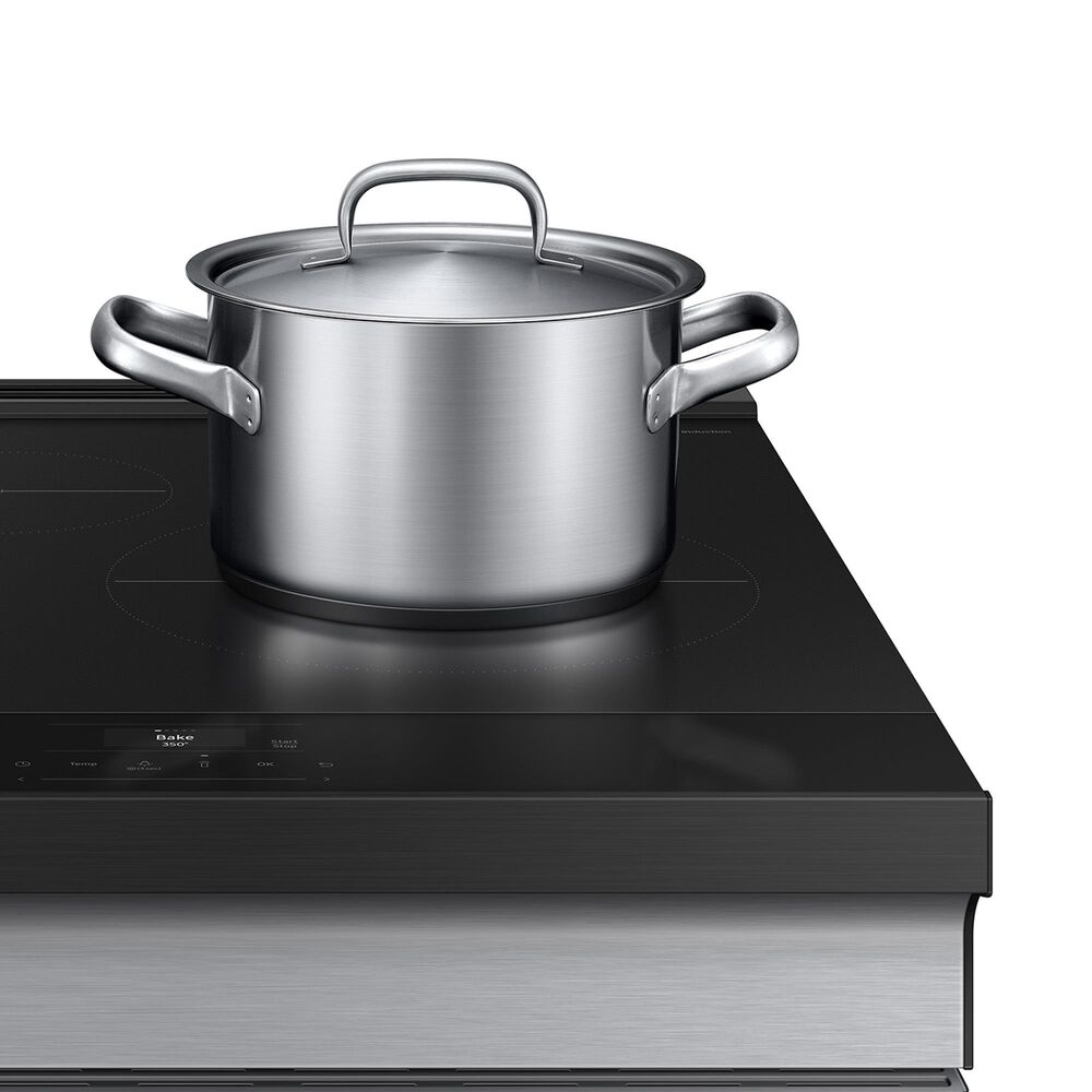 Samsung Bespoke 2-Piece Kitchen Package with 6.3 Cu. Ft. Slide-In Induction Range and 2.1 Cu. Ft. Fingerprint Resistant Over-the-Range Microwave in Stainless Steel, , large