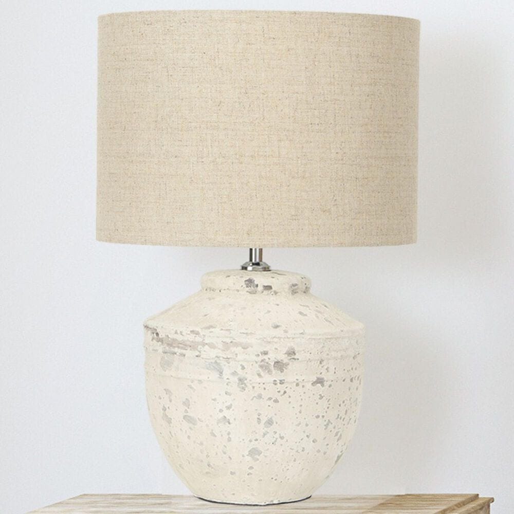 Creative Coop Cement Table Lamp in Distressed White, , large