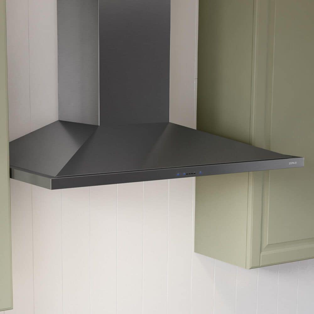 Zephyr Anzio 30" Wall Mount Chimney Range Hood in Black Stainless Steel, , large