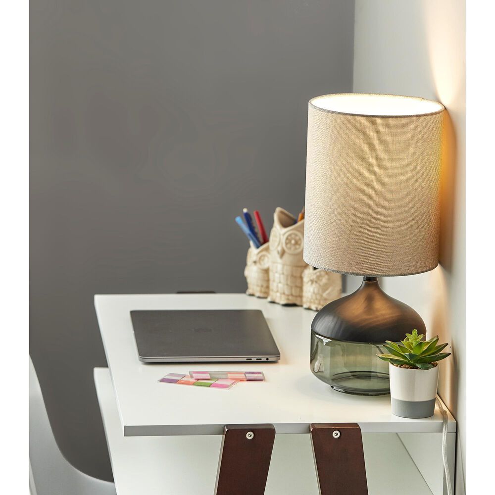 Adesso Marina Table Lamp in Black and Smoked Glass, , large