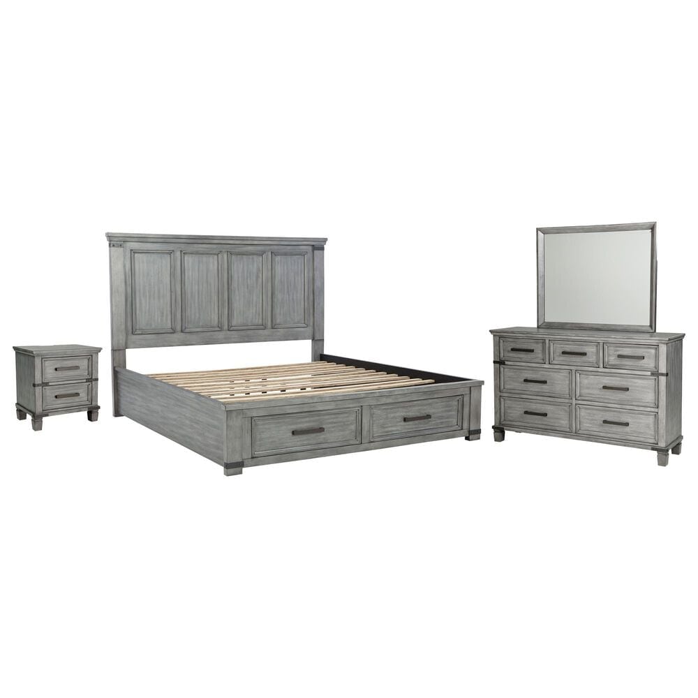 Ashley Russelyn 4-Piece Cal King Storage Bed Set in Gray, , large
