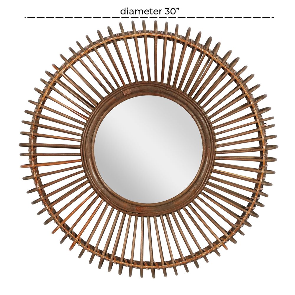 Maple and Jade 30&quot; Round Wall Mirror in Matte Brown, , large