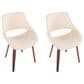 LumiSource Fabrico Side Chair with Cream Faux Leather Cushion in Walnut (Set of 2), , large