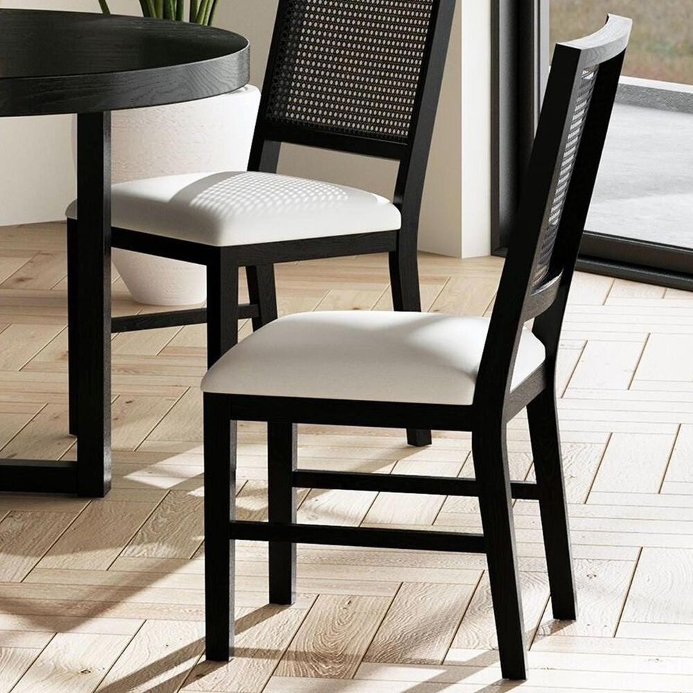 Mayberry Hill Bahama Breeze Dining Side Chair with White Cushion in Black, , large