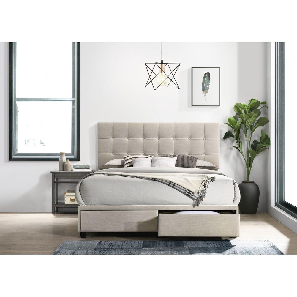 Mayberry Hill Hacienda Queen Upholstered Storage Bed in Tacoma Oak White, , large