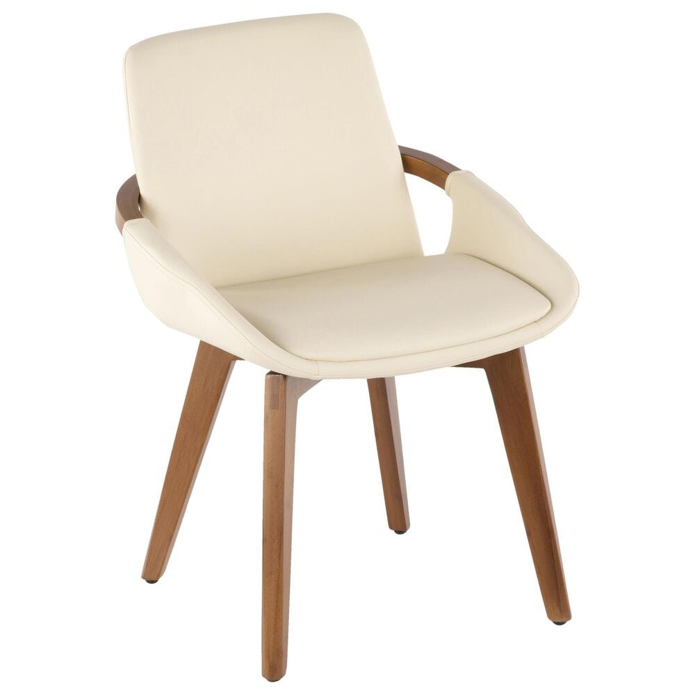 Lumisource Cosmo Arm Chair with Cream Faux Leather Cushion in Walnut, , large