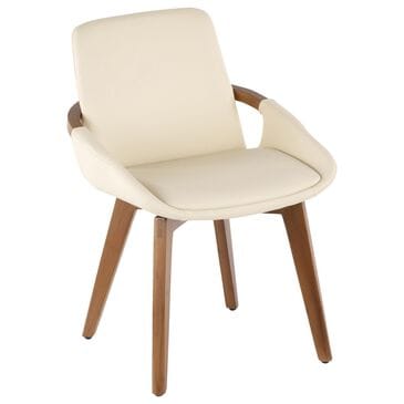 LumiSource Cosmo Arm Chair with Cream Faux Leather Cushion in Walnut, , large