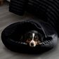 Hallmart Collectibles Hooded Large Round Cuddler Pet Bed in Black, , large