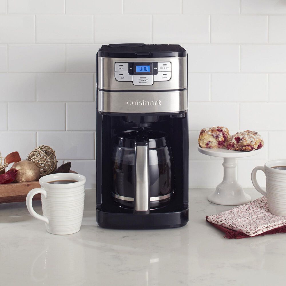 Cuisinart 12-Cup Automatic Grind and Brew Coffee Maker in Black and Stainless Steel, , large