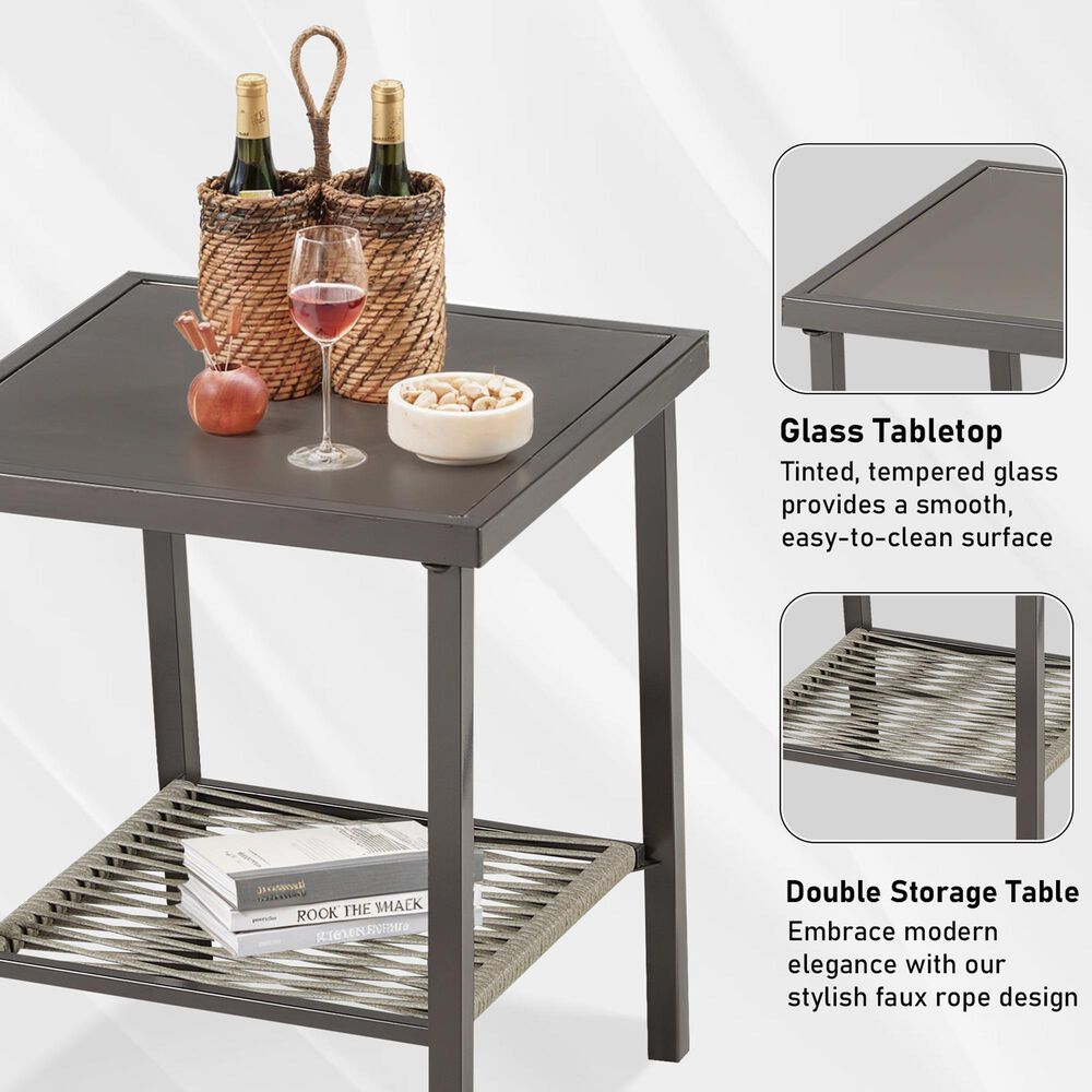 Sunwell Garden Swivel Chair Table Set in Dark Grey (Set of 3), , large