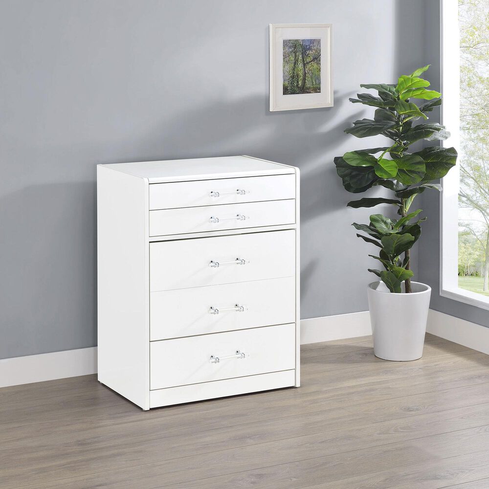 Pacific Landing Danbury 3-Drawer Makeup Vanity Set in White High Gloss, , large