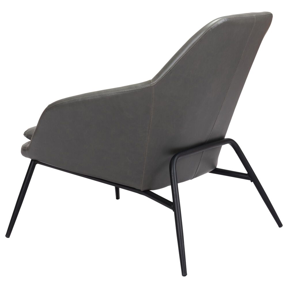 Zuo Modern Manuel Accent Chair in Gray Faux Leather, , large