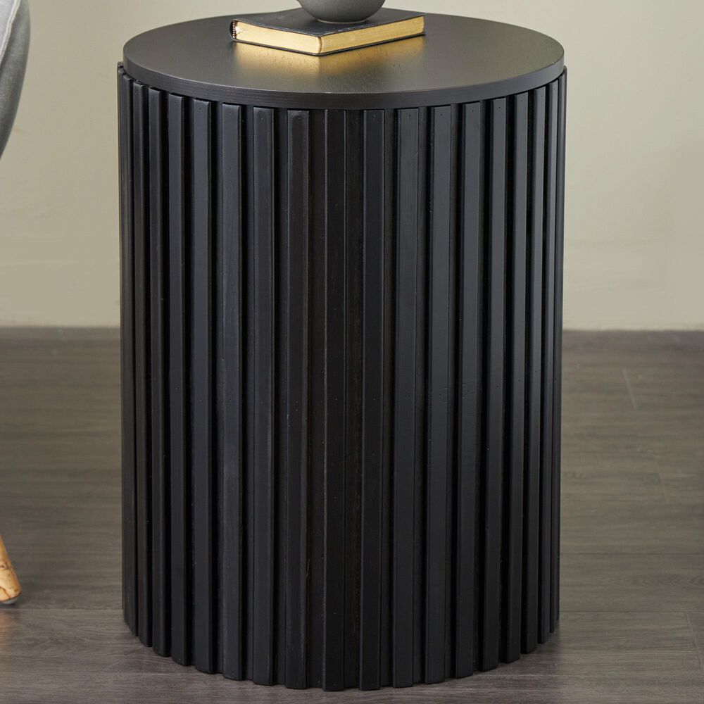 Maple and Jade Ribbed Storage End Table with Slatted Base in Black, , large