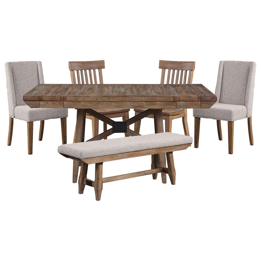 Steve Silver Riverdale 6-Piece Rectangle Dining Set in Driftwood, , large