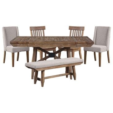 Steve Silver Riverdale 6-Piece Rectangle Dining Set in Driftwood, , large