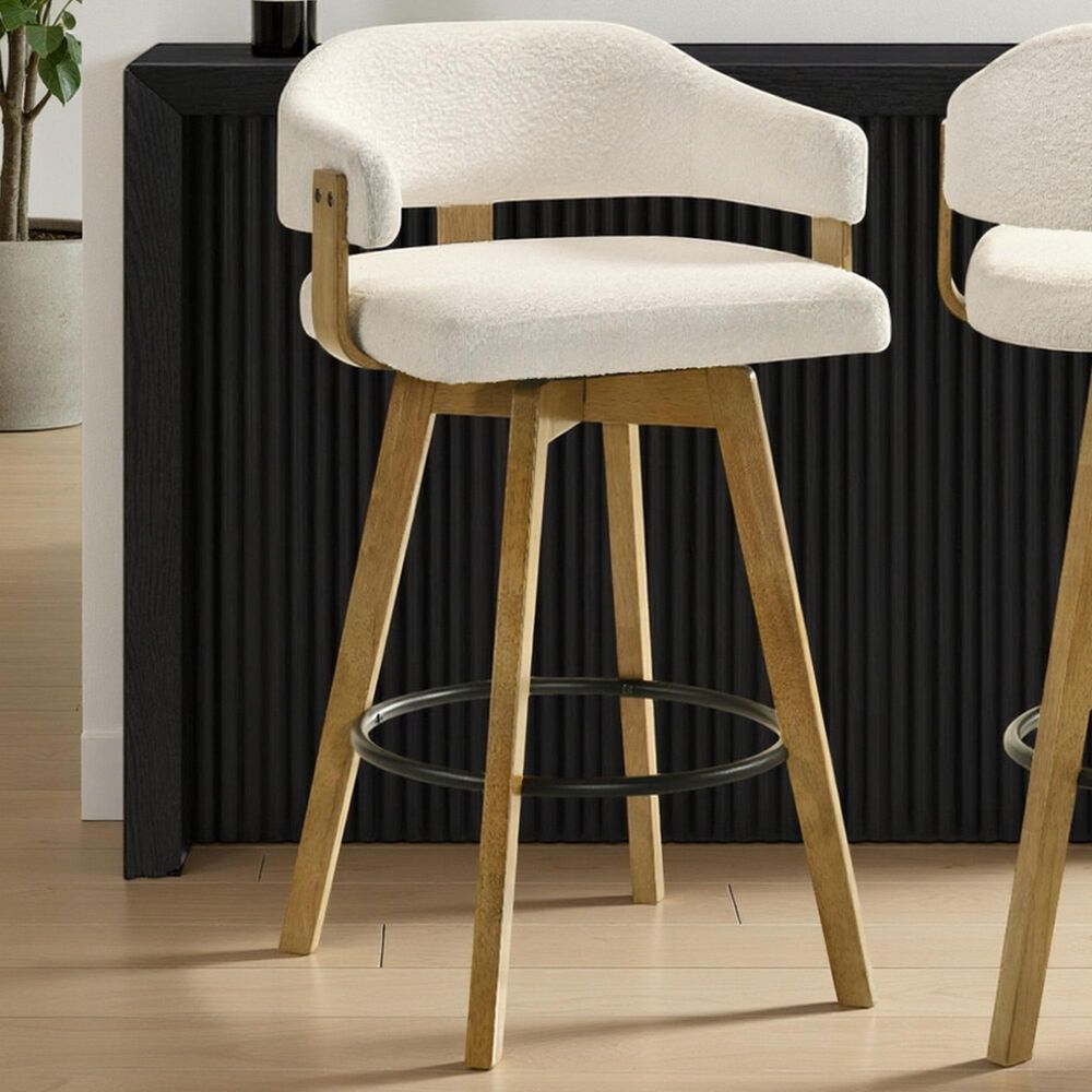 Armen Living Callah Swivel Bar Height Stool in Amber Glow, , large