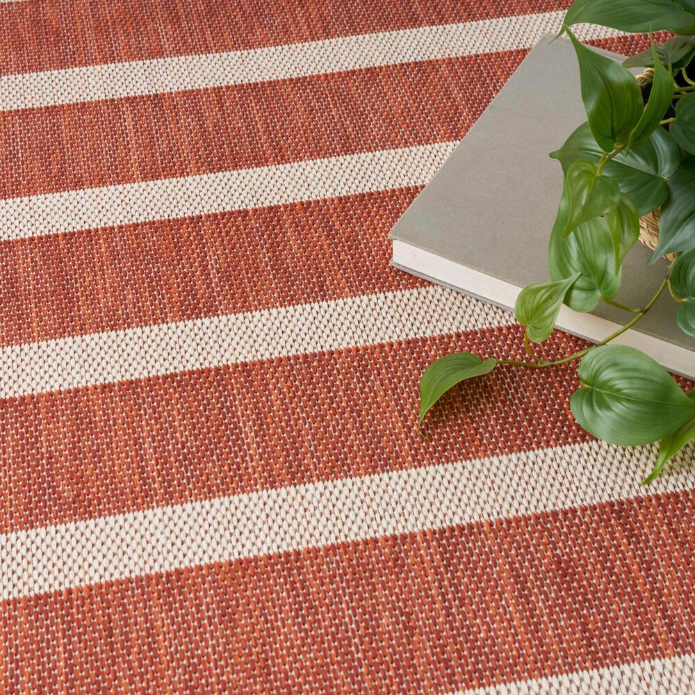 Nourison Positano POS03 Terracotta and Ivory 6&#39; x 9&#39; Indoor/Outdoor Area Rug, , large