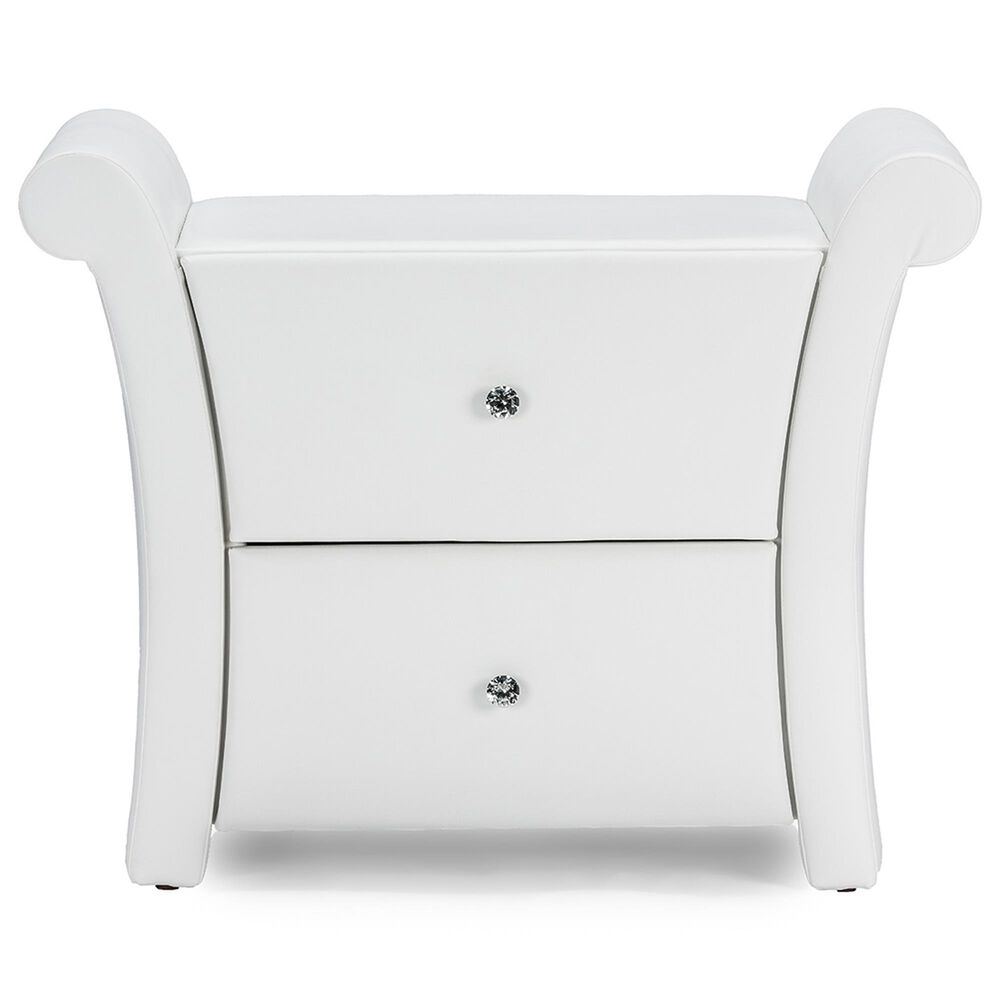 Baxton Studio Victoria 2-Drawer Nightstand in Matte White, , large