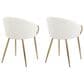 LumiSource Claire Arm Chair with White Faux Leather Cushion in Gold (Set of 2), , large