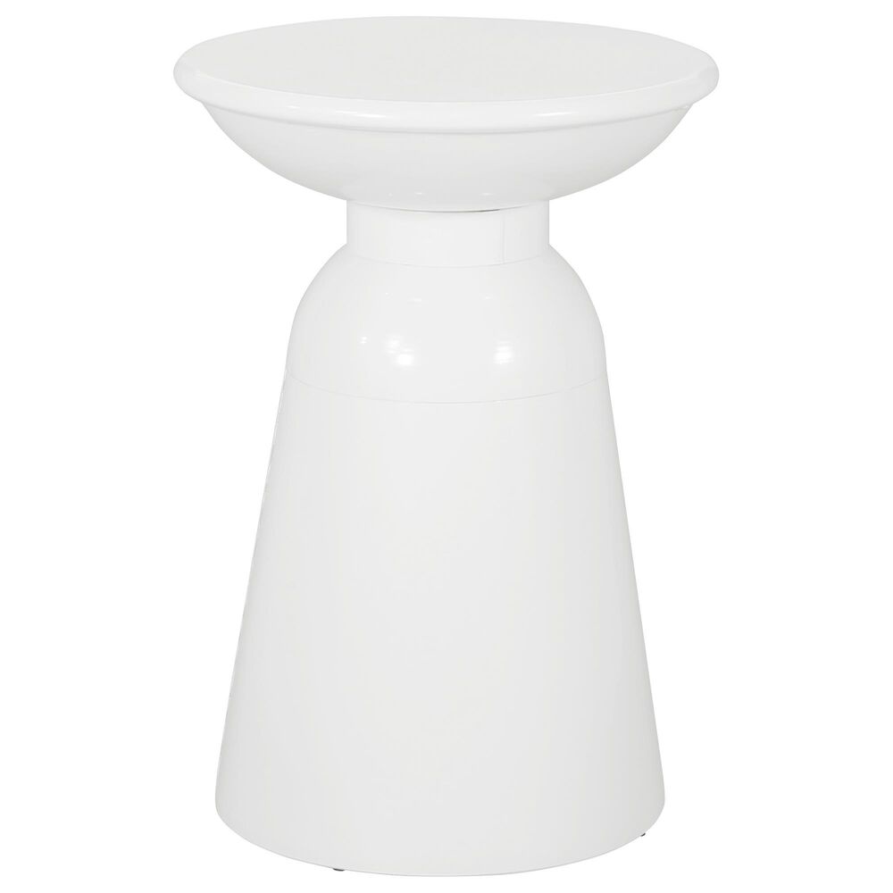 Hearth and Haven Large Patio End Table with Circular Design in White, , large