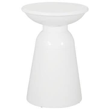 Hearth and Haven Large Patio End Table with Circular Design in White, , large