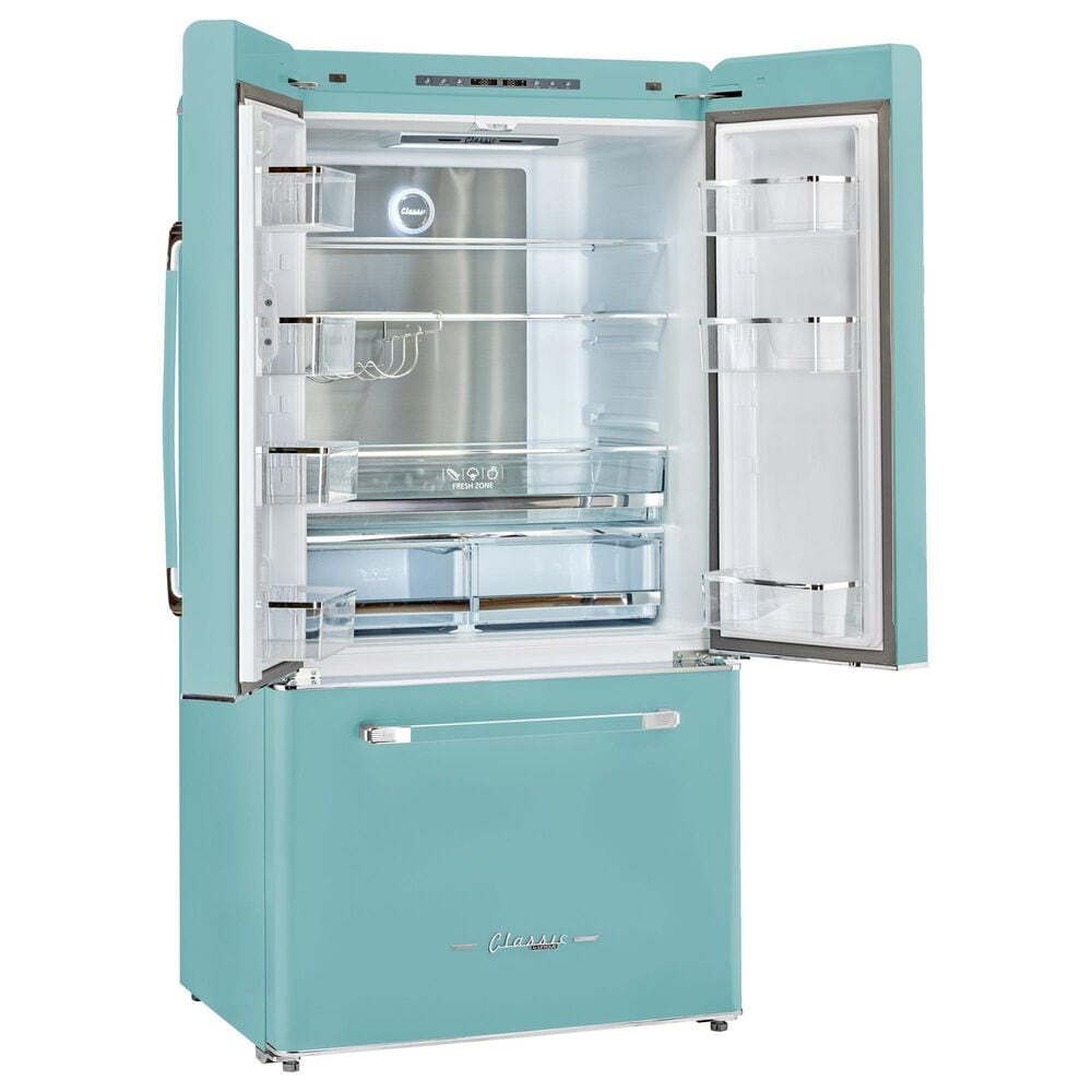 Unique Appliances Classic Retro 21.4 Cu. Ft Frost Free Counter Depth French Door Refrigerator in Ocean Mist Turquoise, , large