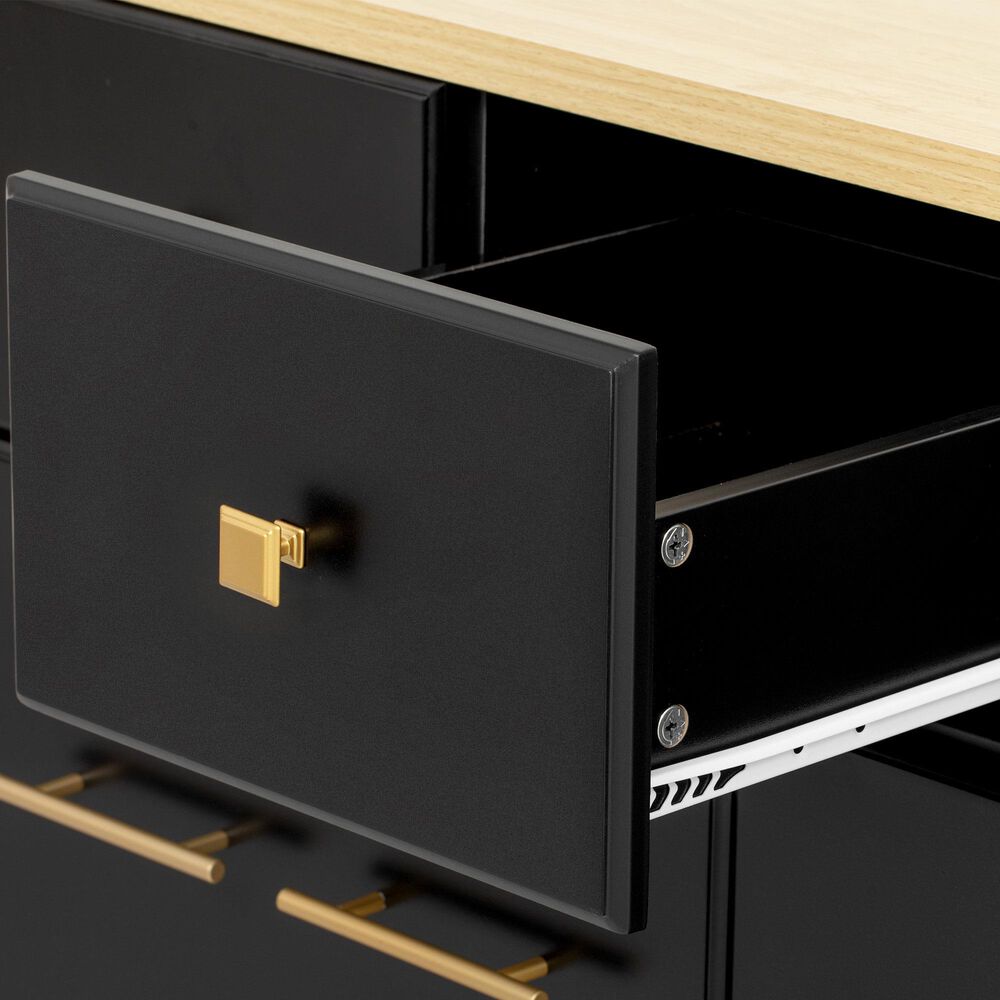 HOMLUX 51" Kitchen Island with Pull Out Trash Can Storage in Black, , large