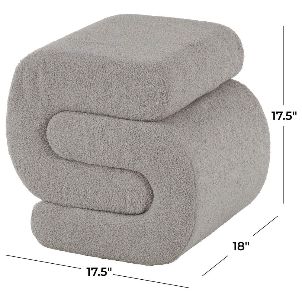 Maple and Jade 20" Boucle Accent Ottoman in Gray, , large