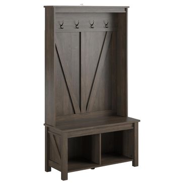 DHP Winthrop Entryway Hall Tree Bench in Weathered Oak, , large