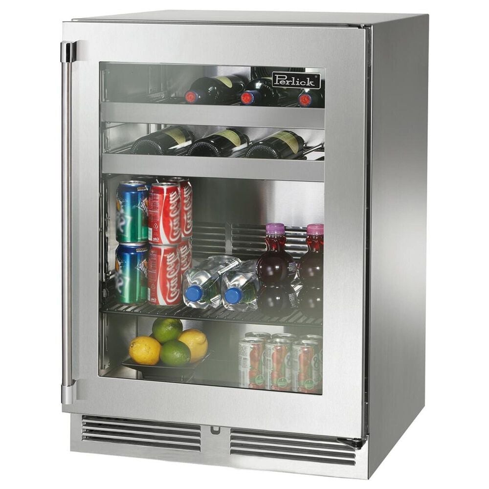Perlick Signature Indoor Series 5.2 Cu. Ft. Built-In Beverage Center with Glass Door and Right Hinge in Stainless Steel, , large