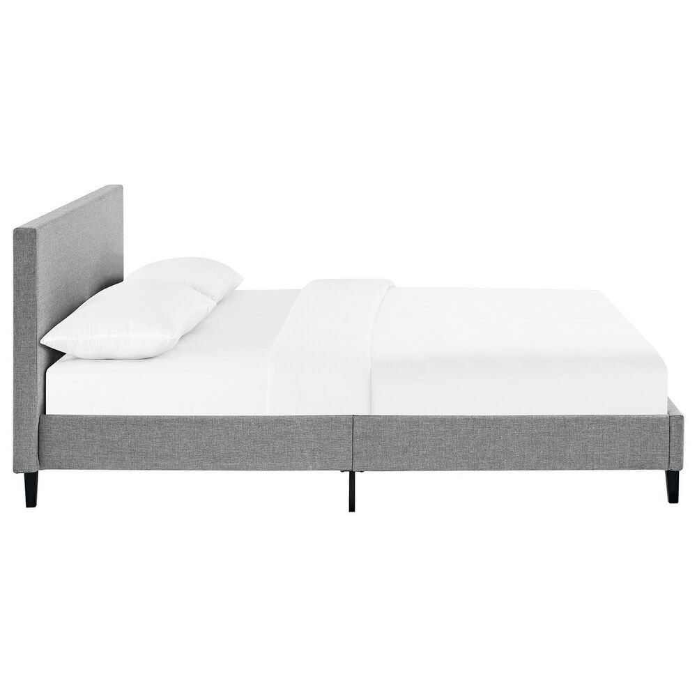 Modway Anya Fabric Queen Platform Bed in Beige, , large