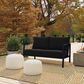 Linon Home Decor Holland Outdoor Loveseat with Black Cushions in Black, , large