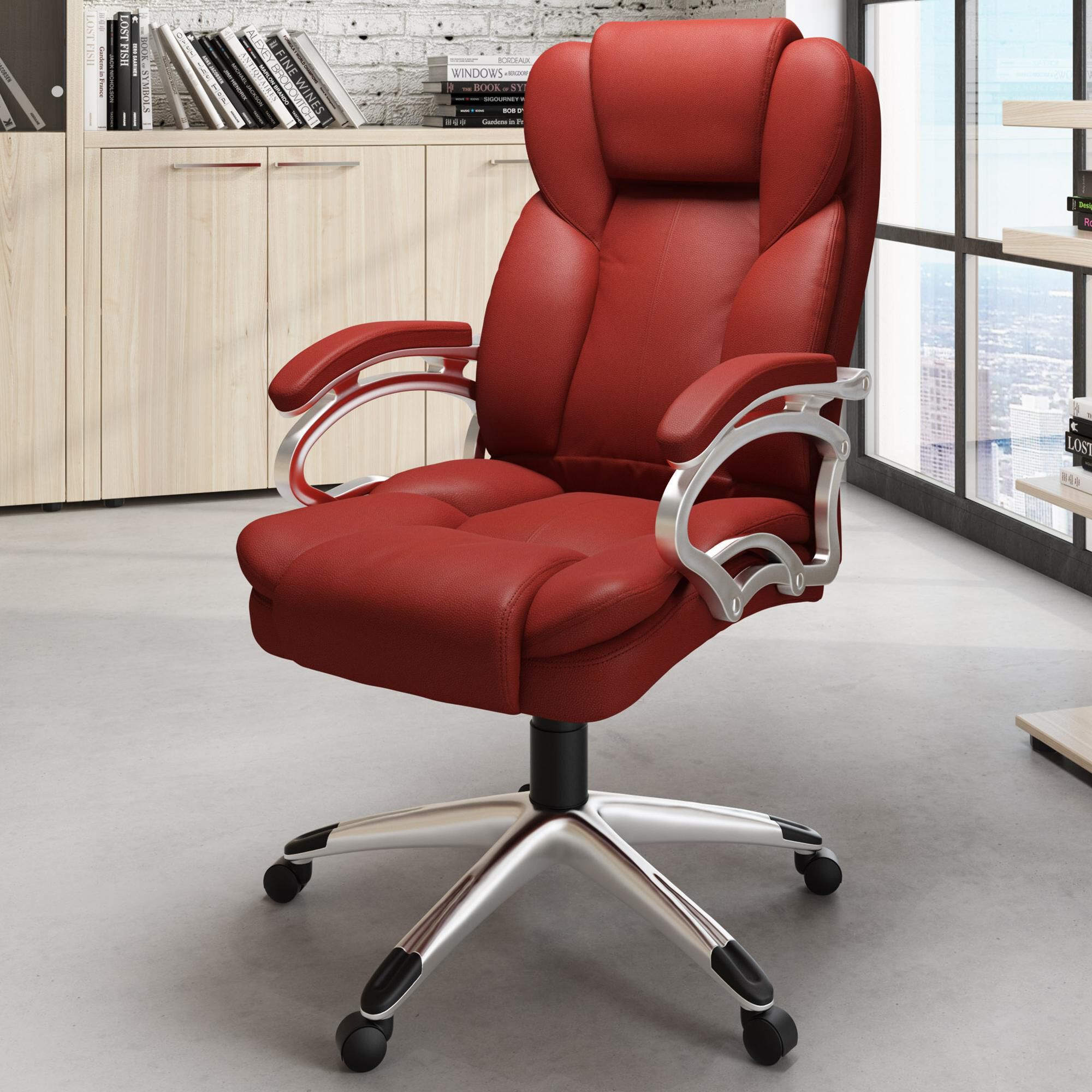 Red leather executive 2025 chair