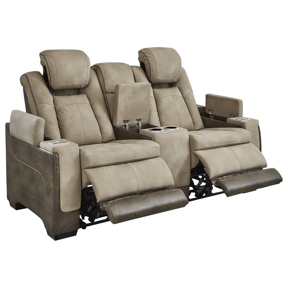 Ashley Next-Gen DuraPella Power Reclining Loveseat with Console in Sand, , large