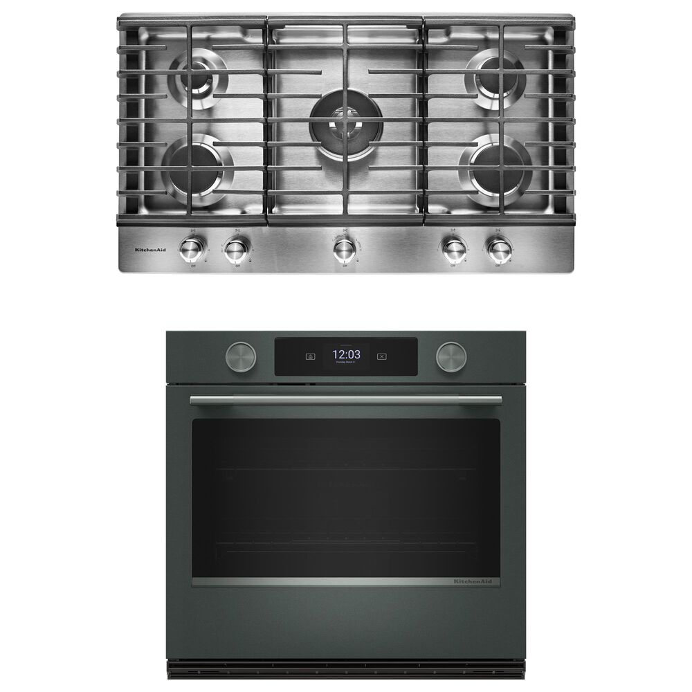 KitchenAid 2-Piece Kitchen Package with Juniper 30" Smart Single Wall Oven and Stainless Steel 36" Gas Cooktop, , large