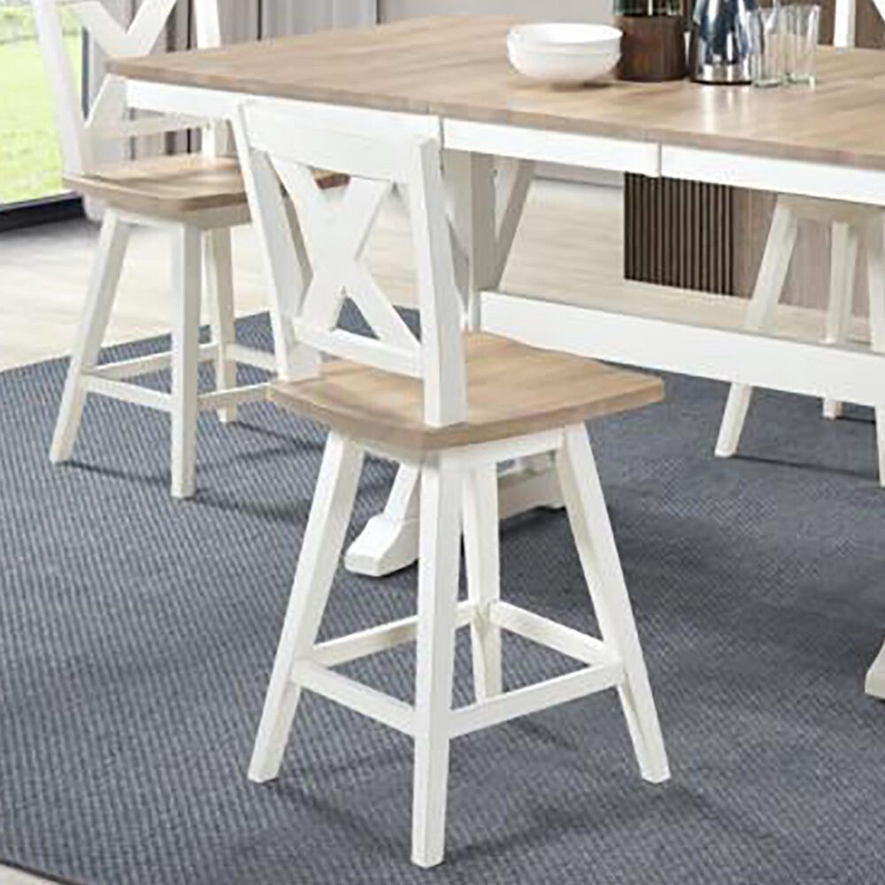 Urban Styles Highland Swivel Counter Stool in Whitewash and Natural, , large
