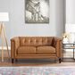 Hydeline Arvo Stationary Leather Loveseat in Cognac Brown, , large