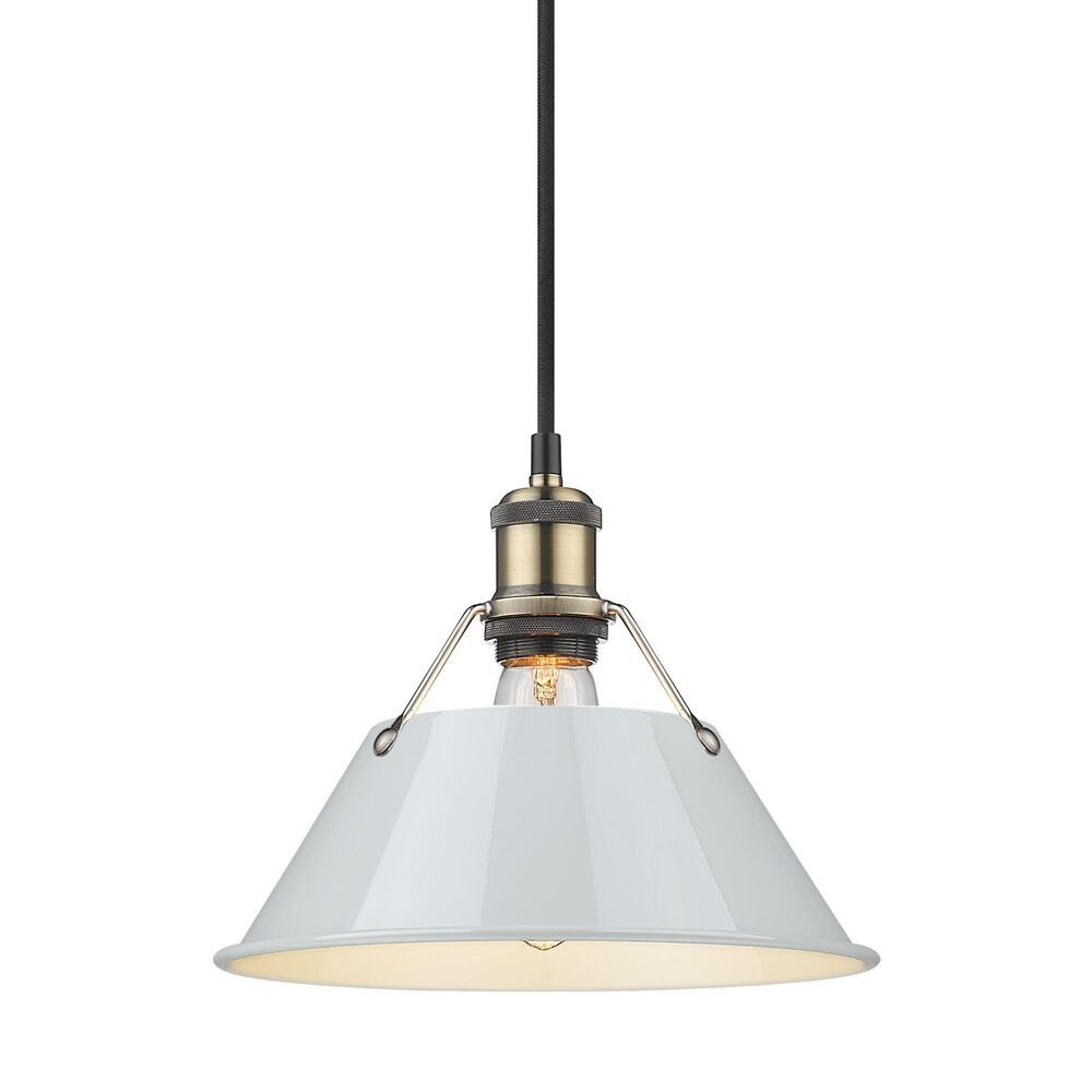 Golden Lighting Orwell 1-Light Medium Pendant with Dusky Blue Shade in Aged Brass, , large