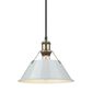 Golden Lighting Orwell 1-Light Medium Pendant with Dusky Blue Shade in Aged Brass, , large