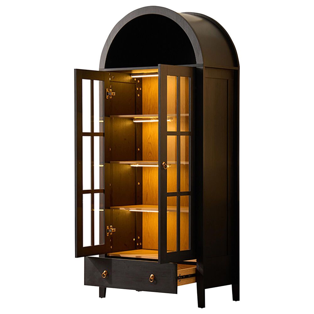 HOMLUX Arched Storage Cabinet with LED Induction Lights in Black, , large