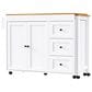 HOMLUX 74.8" Kitchen Island with Extendable Dining Table in White and Natural, , large