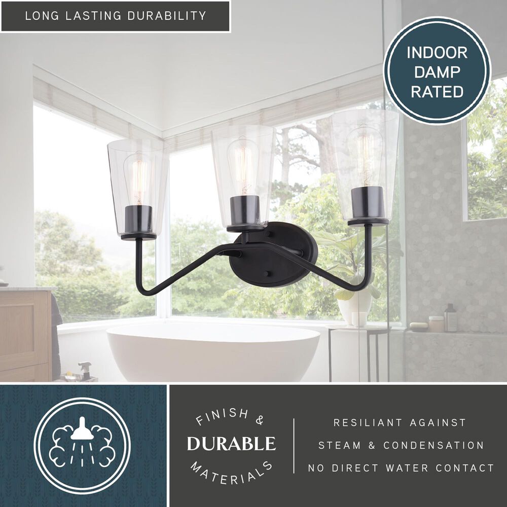 Vaxcel Beverly 3-Light Bathroom Vanity in Matte Black, , large