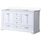 Lexora Home Dukes 60" Double Bathroom Vanity in White with 2 cm White Quartz Top and Rectangular Sinks, , large
