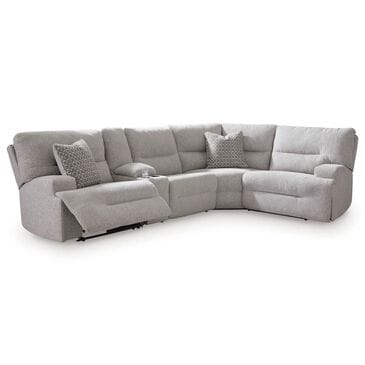 Ashley Acklen Place 5-Piece Power Reversible Reclining Sectional with Console in Pewter, , large